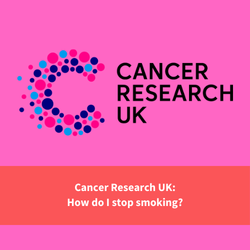 cancer research uk logo, text reads "cancer research uk: how do i stop smoking?"