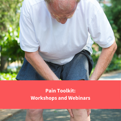 man holding painful knee, text reads "Pain toolkit workshops"