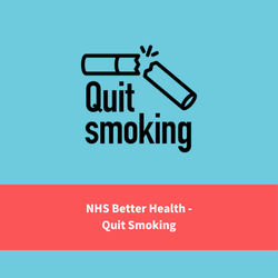 better health smoking app logo, text reads "NHS Better Health - Quit Smoking"