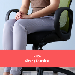 a woman sat on an office chair, text reads "nhs sitting exercises"