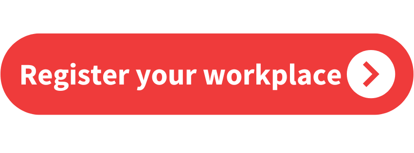 red button with an arrow, text reads "register your workplace"