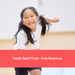 young girl doing sport in a hall, textreads "youth sport trust - fre resources"