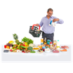 this image shows man reading a food label